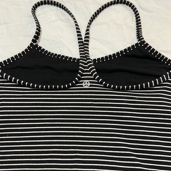 Lululemon black and white strip power Y tank top. Size 6, good condition. - Picture 3 of 3